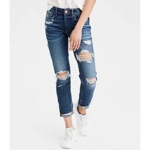 American Eagle Outfitters Blue Distressed Ankle Jeans